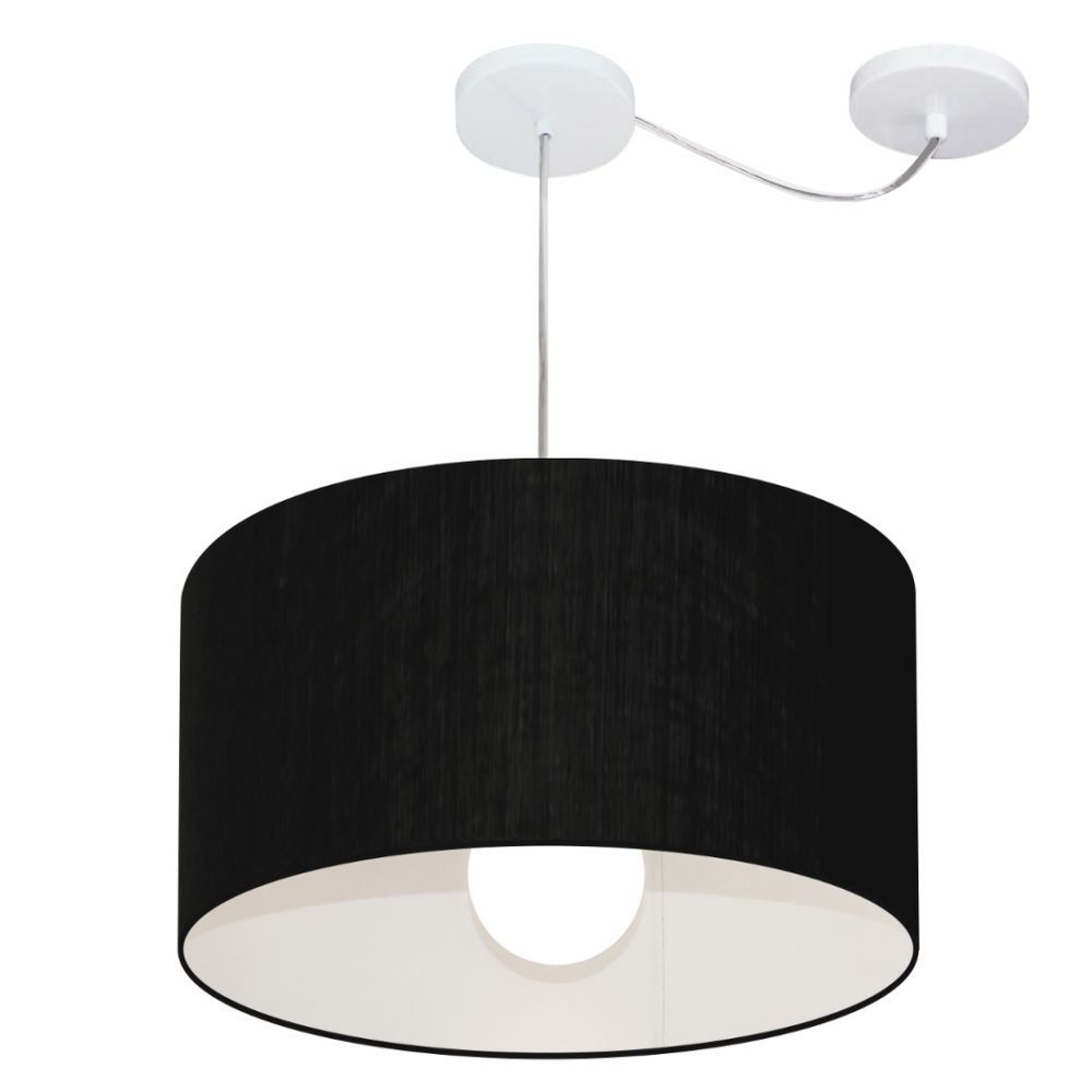 Pendente Cilíndrico Com Desvio Md-4229 Cúpula em Tecido 45x30cm Preto - Bivolt Pendente Cilíndrico Com Desvio Md-4229 Cúpula em Tecido 45x30cm Preto - Bivolt