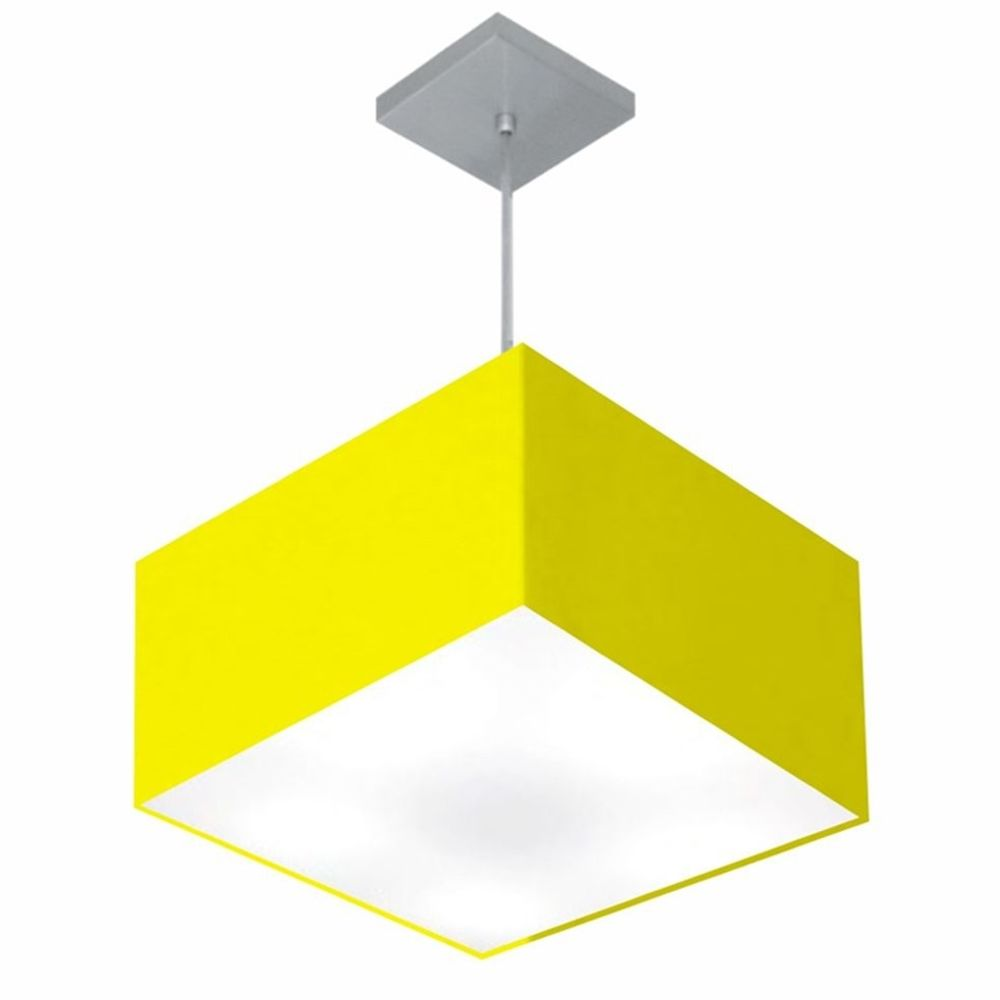 Pendente Quadrado Md-4020 Cúpula em Tecido 21/35x35cm Amarelo - Bivolt Pendente Quadrado Md-4020 Cúpula em Tecido 21/35x35cm Amarelo - Bivolt