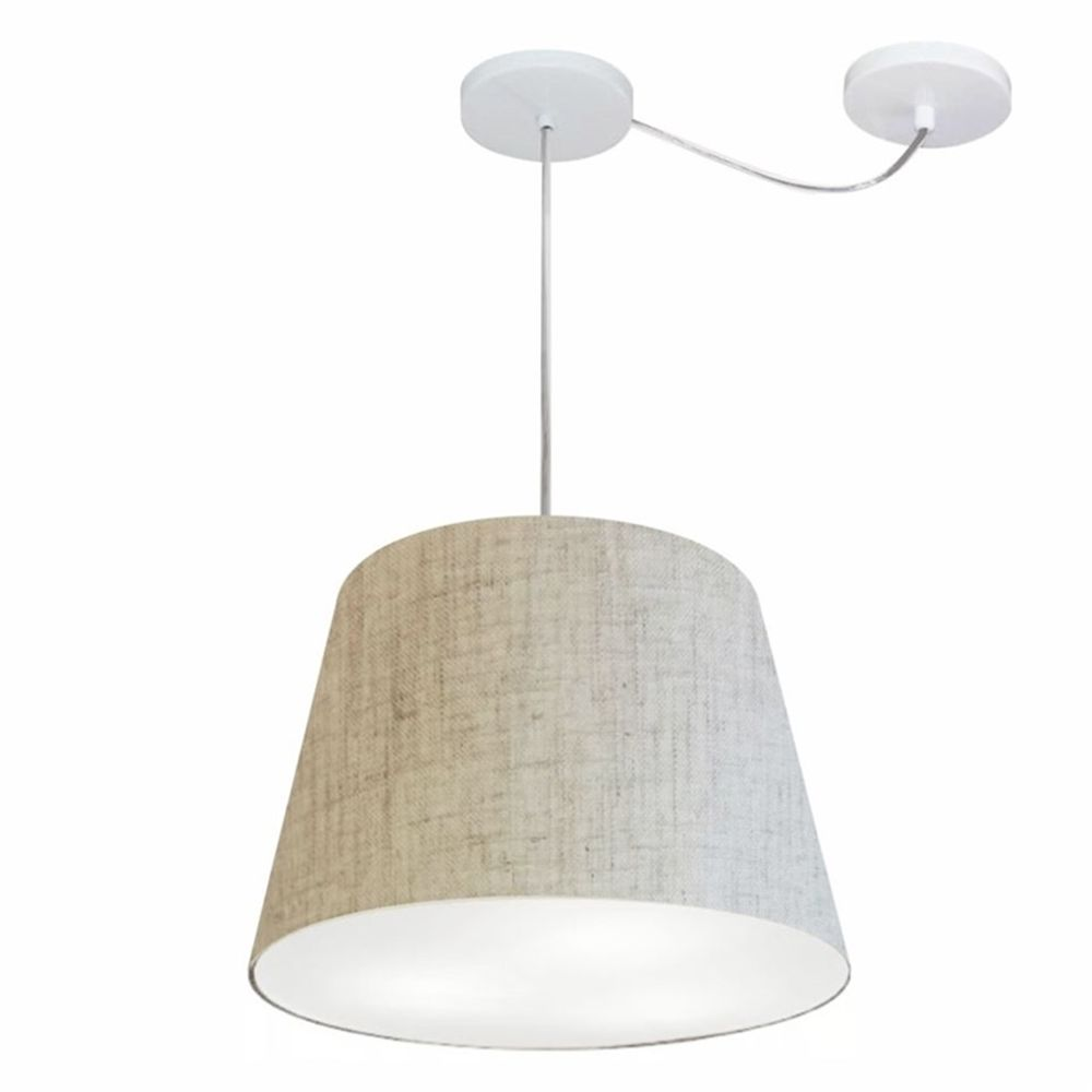 Pendente Cone Com Desvio Md-4276 Cúpula Tecido 30/30x40cm Rústico Bege - Bivolt Pendente Cone Com Desvio Md-4276 Cúpula Tecido 30/30x40cm Rústico Bege - Bivolt