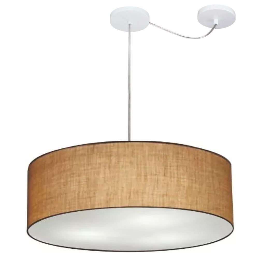 Pendente Cilíndrico Com Desvio Md-4259 Cúpula em Tecido 50x15cm Palha - Bivolt Pendente Cilíndrico Com Desvio Md-4259 Cúpula em Tecido 50x15cm Palha - Bivolt