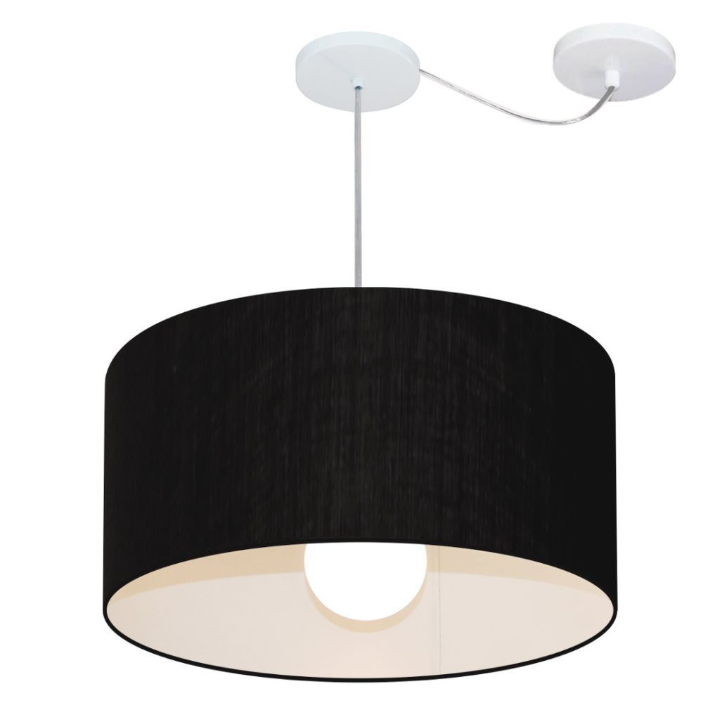 Pendente Cilíndrico Com Desvio Md-4232 Cúpula em Tecido 55x25cm Preto - Bivolt Pendente Cilíndrico Com Desvio Md-4232 Cúpula em Tecido 55x25cm Preto - Bivolt