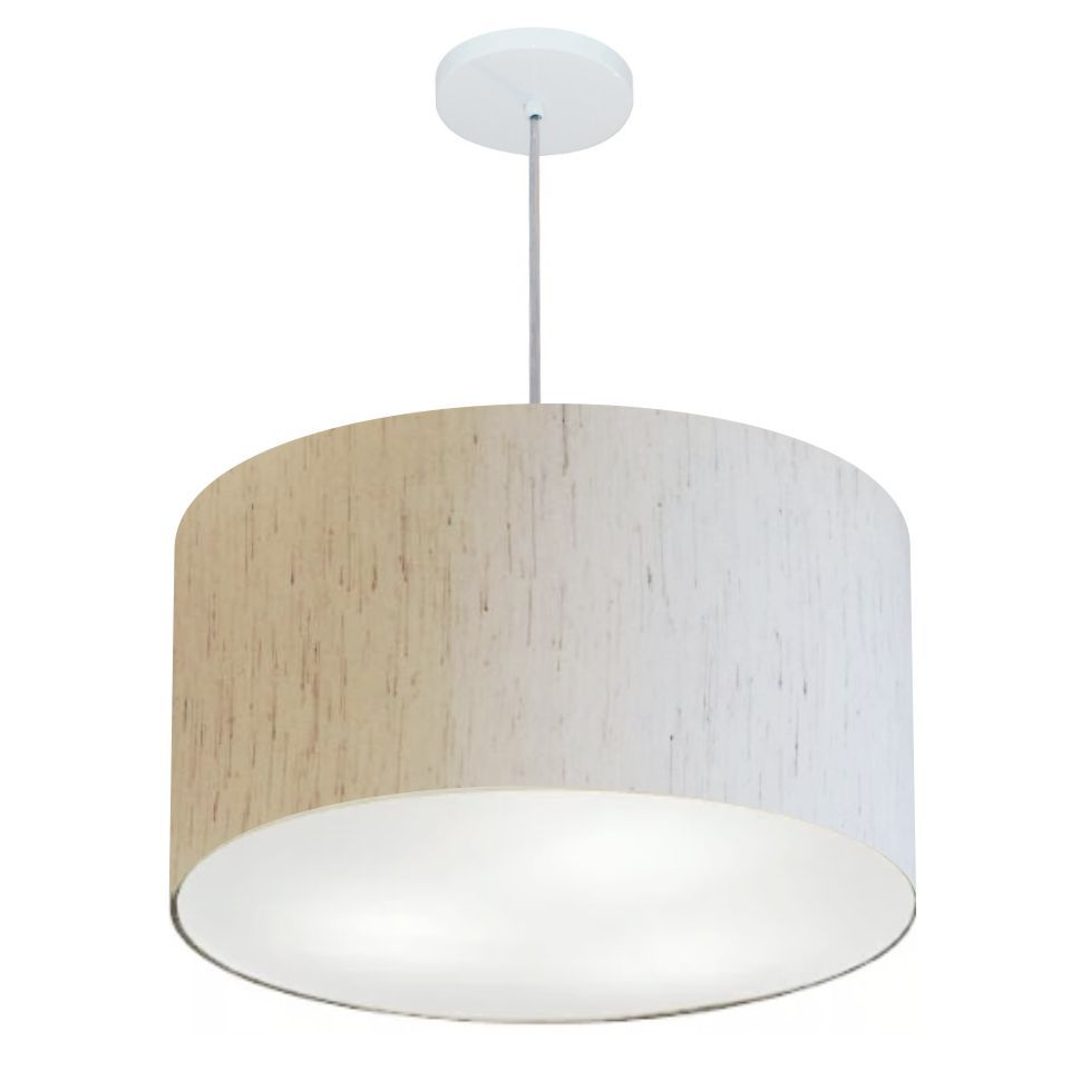 Pendente Cilíndrico Md-4257 Cúpula em Tecido 45x30cm Linho Bege - Bivolt Pendente Cilíndrico Md-4257 Cúpula em Tecido 45x30cm Linho Bege - Bivolt