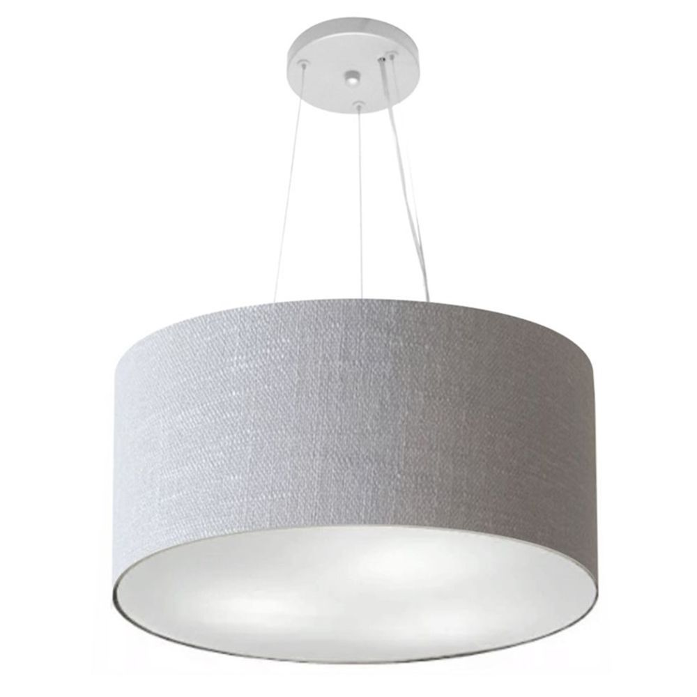 Pendente Cilíndrico Md-4185 Cúpula em Tecido 45x21cm Rústico Cinza - Bivolt Pendente Cilíndrico Md-4185 Cúpula em Tecido 45x21cm Rústico Cinza - Bivolt