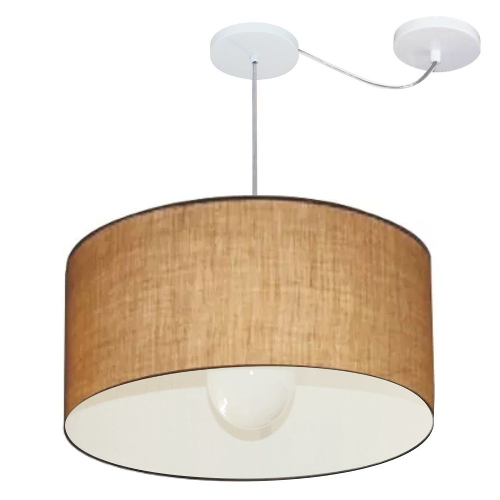 Pendente Cilíndrico Com Desvio Md-4232 Cúpula em Tecido 55x25cm Palha - Bivolt Pendente Cilíndrico Com Desvio Md-4232 Cúpula em Tecido 55x25cm Palha - Bivolt