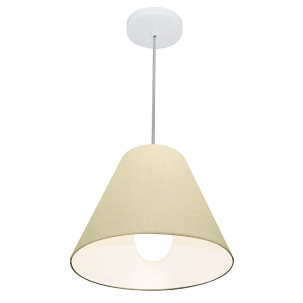 Pendente Cone Md-4028 Cúpula em Tecido 25-30x12cm Algodão Crú - Bivolt Pendente Cone Md-4028 Cúpula em Tecido 25-30x12cm Algodão Crú - Bivolt