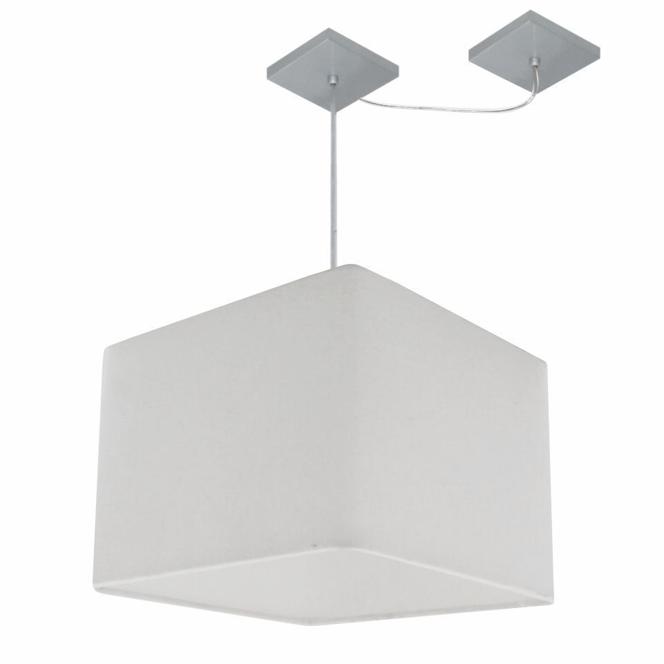 Pendente Quadrada C/ Desvio Md-4269 Cúpula em Tecido 30/40x40cm Branco - Bivolt Pendente Quadrada C/ Desvio Md-4269 Cúpula em Tecido 30/40x40cm Branco - Bivolt