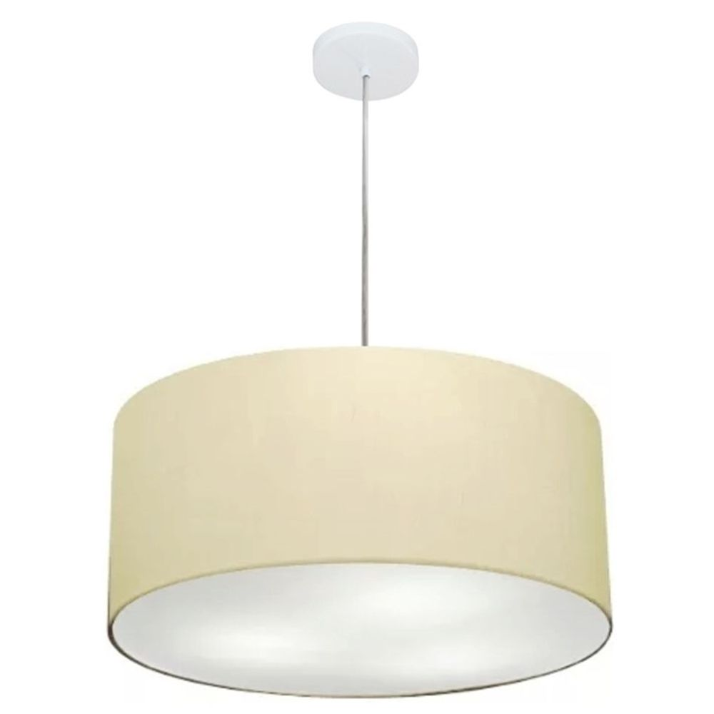 Pendente Cilíndrico Md-4049 Cúpula em Tecido 50x21cm Algodão Crú - Bivolt Pendente Cilíndrico Md-4049 Cúpula em Tecido 50x21cm Algodão Crú - Bivolt