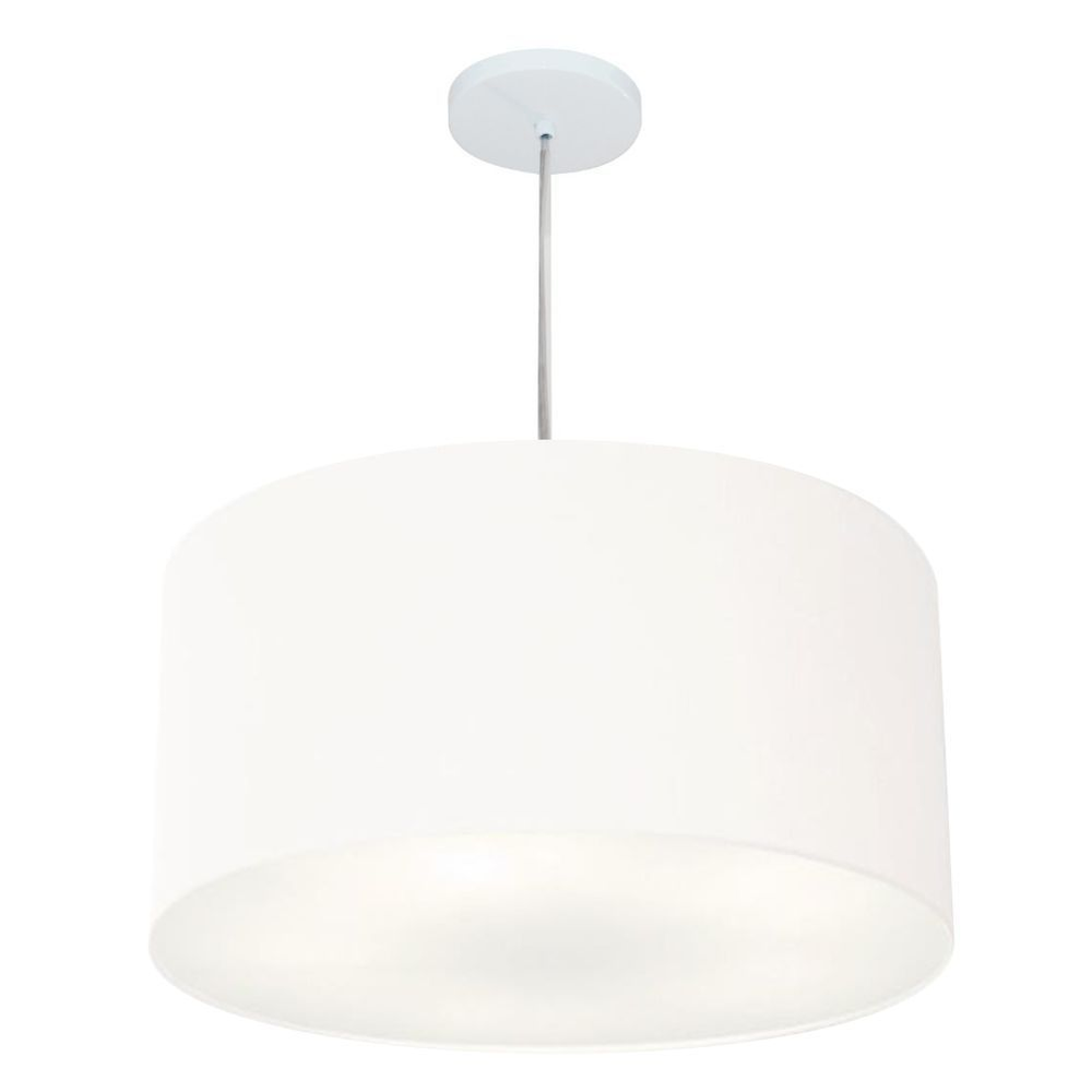 Pendente Cilíndrico Md-4215 Cúpula em Tecido 55x30cm Branco - Bivolt Pendente Cilíndrico Md-4215 Cúpula em Tecido 55x30cm Branco - Bivolt