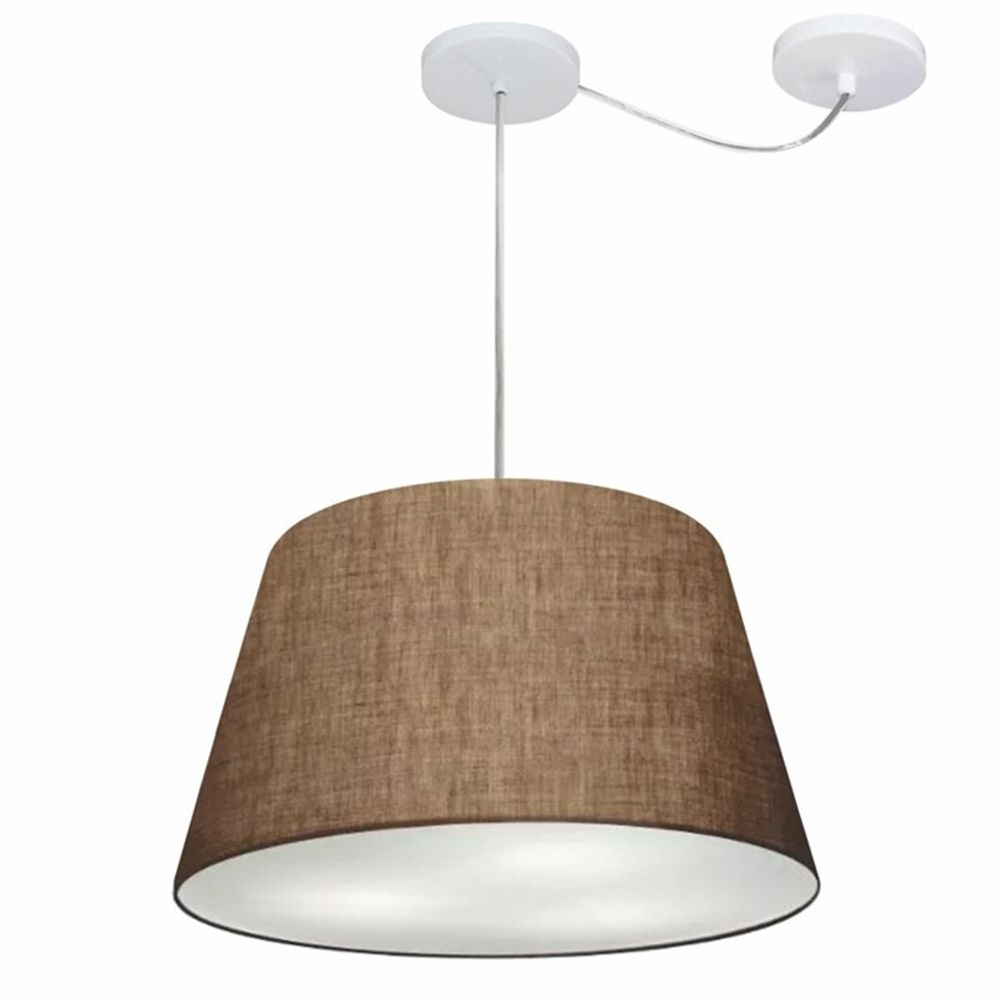 Pendente Cone Com Desvio Md-4279 Cúpula Tecido 21/30x40cm Café - Bivolt Pendente Cone Com Desvio Md-4279 Cúpula Tecido 21/30x40cm Café - Bivolt