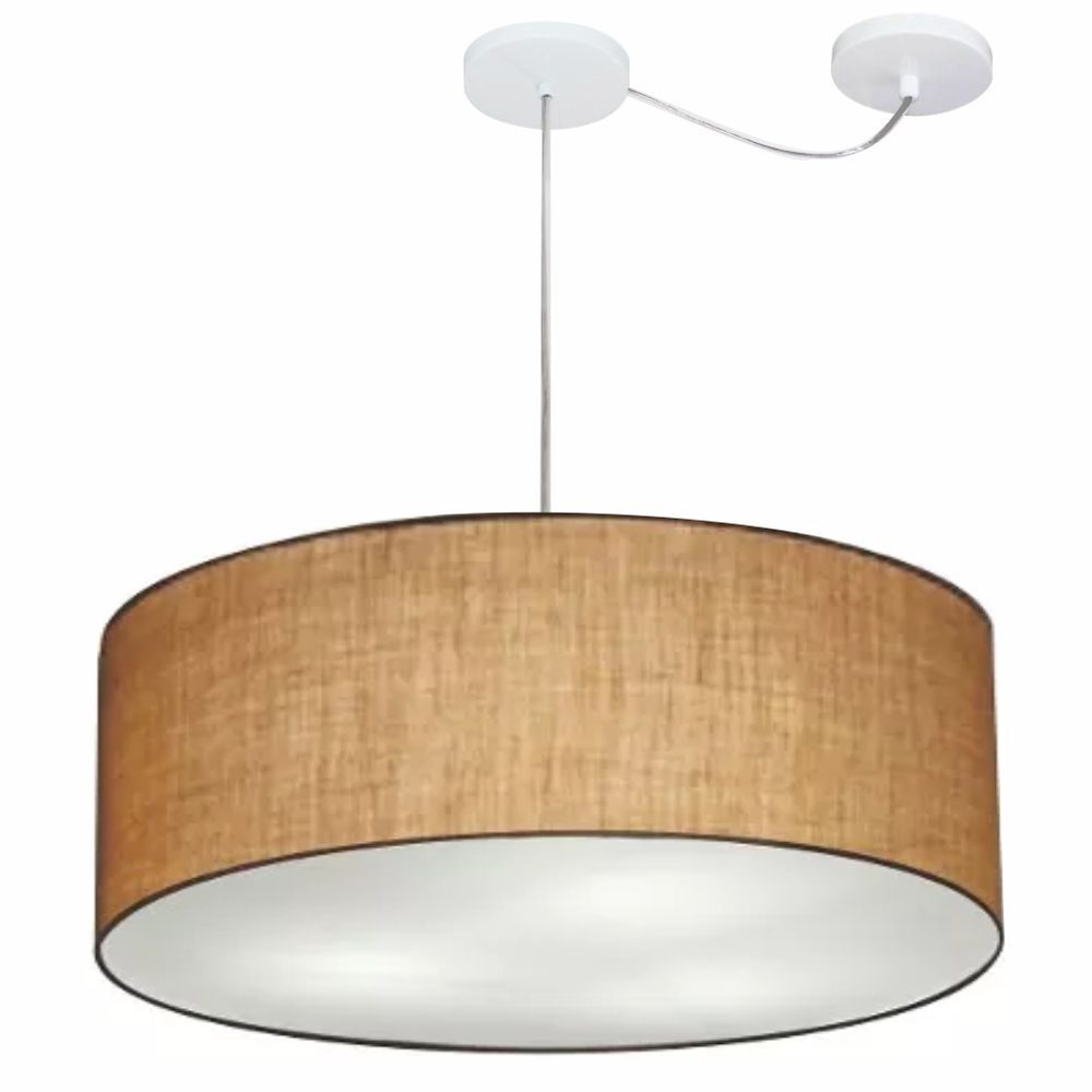 Pendente Cilíndrico Com Desvio Md-4266 Cúpula em Tecido 60x21cm Palha - Bivolt Pendente Cilíndrico Com Desvio Md-4266 Cúpula em Tecido 60x21cm Palha - Bivolt