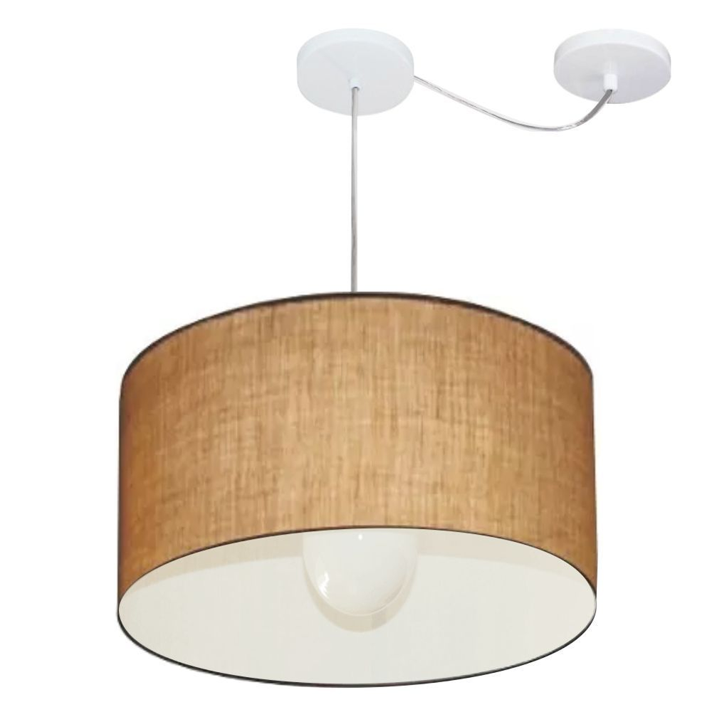 Pendente Cilíndrico Com Desvio Md-4229 Cúpula em Tecido 45x30cm Palha - Bivolt Pendente Cilíndrico Com Desvio Md-4229 Cúpula em Tecido 45x30cm Palha - Bivolt
