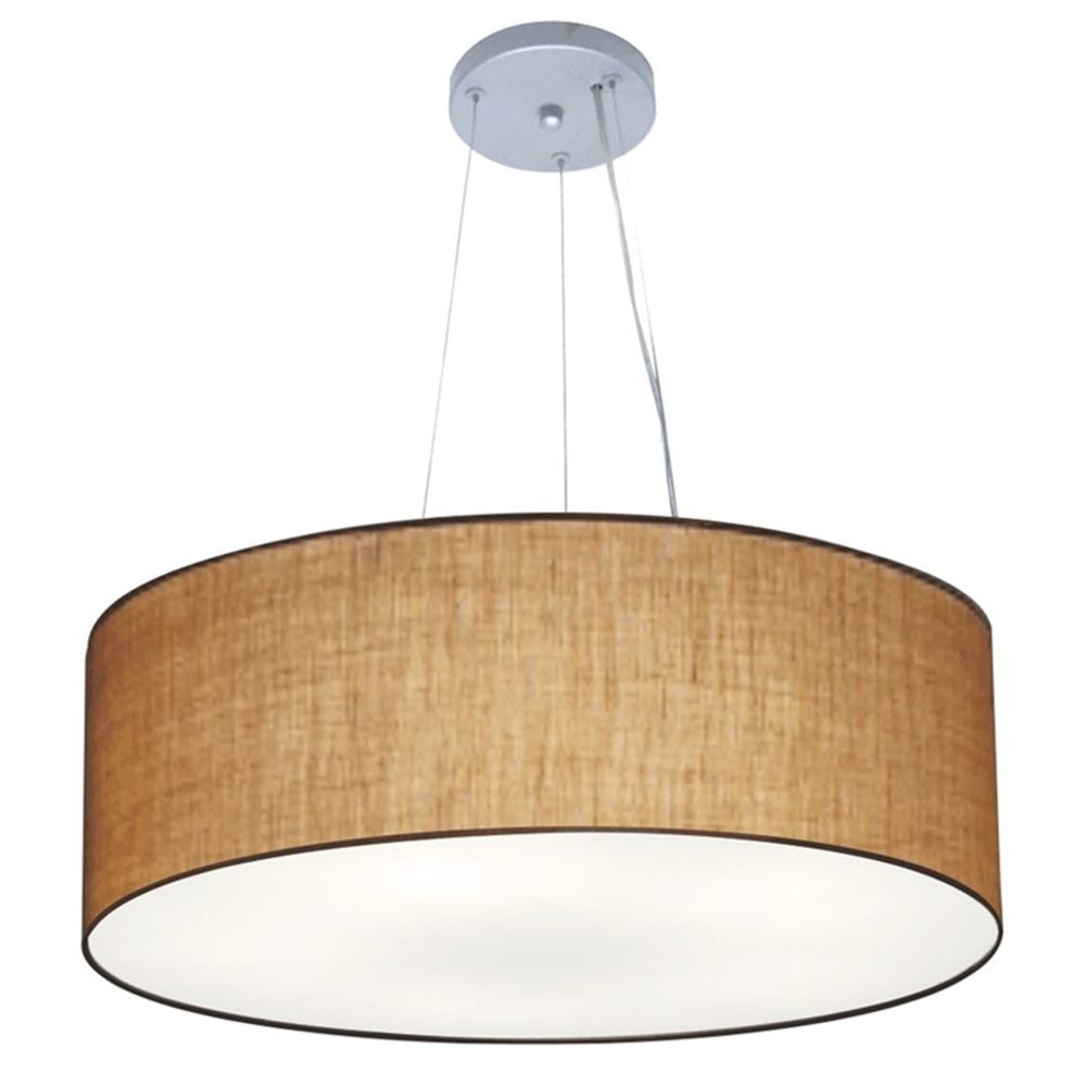 Pendente Cilíndrico Md-4010 Cúpula em Tecido 60x21cm Palha - Bivolt Pendente Cilíndrico Md-4010 Cúpula em Tecido 60x21cm Palha - Bivolt