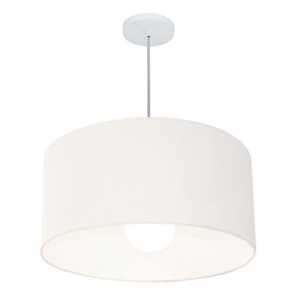 Pendente Cilíndrico Md-4207 Cúpula em Tecido 55x25cm Branco - Bivolt Pendente Cilíndrico Md-4207 Cúpula em Tecido 55x25cm Branco - Bivolt