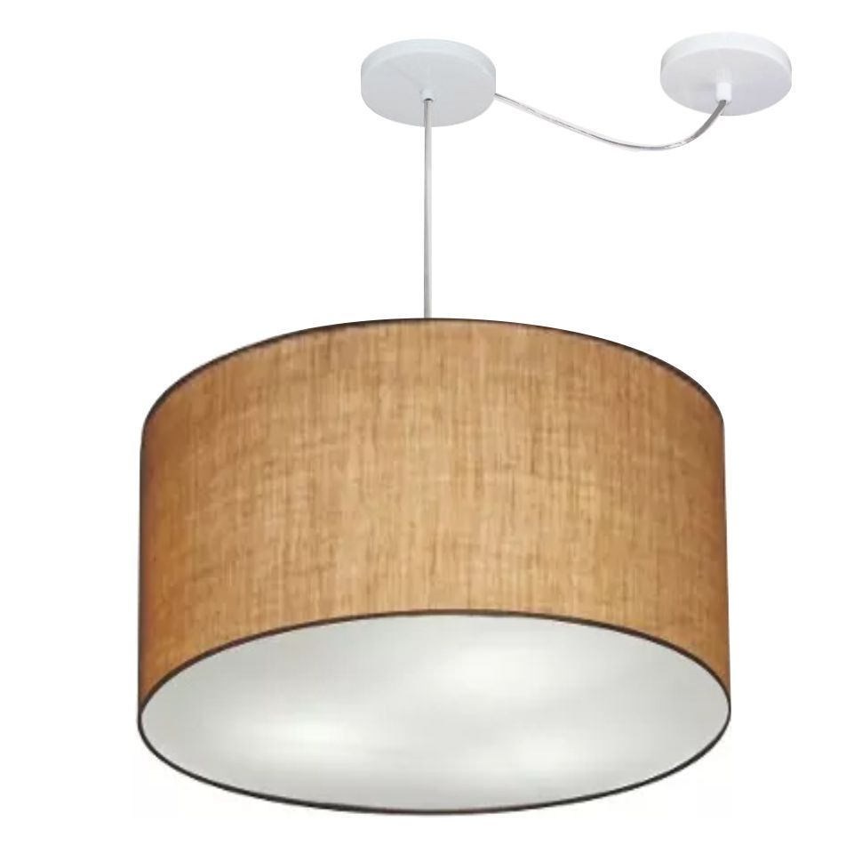 Pendente Cilíndrico Com Desvio Md-4239 Cúpula em Tecido 45x30cm Palha - Bivolt Pendente Cilíndrico Com Desvio Md-4239 Cúpula em Tecido 45x30cm Palha - Bivolt