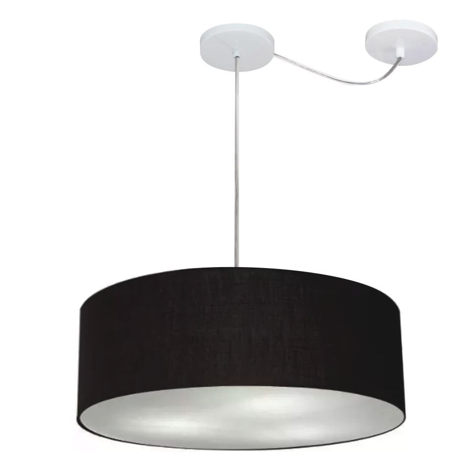 Pendente Cilíndrico Com Desvio Md-4222 Cúpula em Tecido 45x15cm Preto - Bivolt Pendente Cilíndrico Com Desvio Md-4222 Cúpula em Tecido 45x15cm Preto - Bivolt