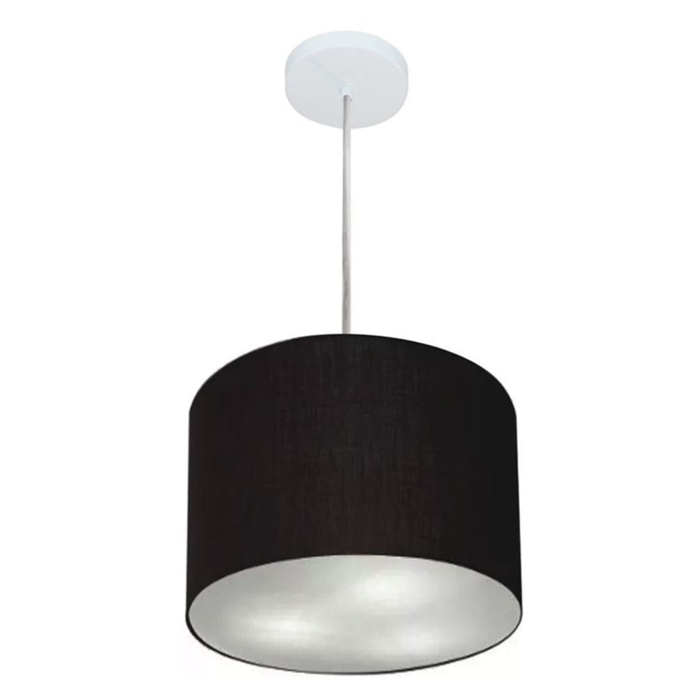 Pendente Cilíndrico Md-4210 Cúpula em Tecido 30x25cm Preto - Bivolt Pendente Cilíndrico Md-4210 Cúpula em Tecido 30x25cm Preto - Bivolt