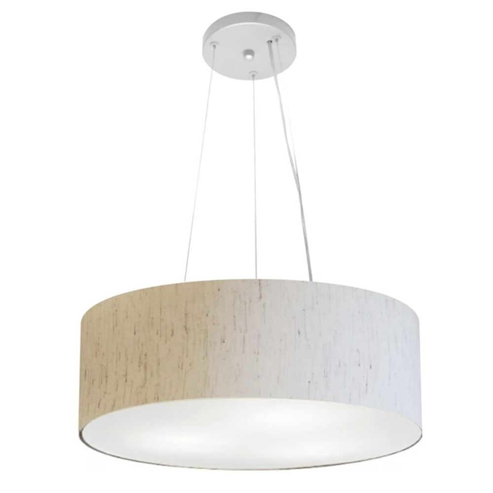 Pendente Cilíndrico Md-4184 Cúpula em Tecido 45x15cm Linho Bege - Bivolt Pendente Cilíndrico Md-4184 Cúpula em Tecido 45x15cm Linho Bege - Bivolt