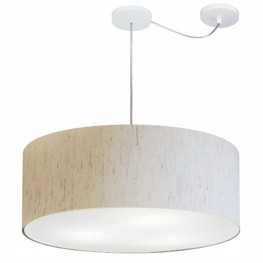 Pendente Cilíndrico Com Desvio Md-4266 Cúpula em Tecido 60x21cm Linho Bege - Bivolt Pendente Cilíndrico Com Desvio Md-4266 Cúpula em Tecido 60x21cm Linho Bege - Bivolt