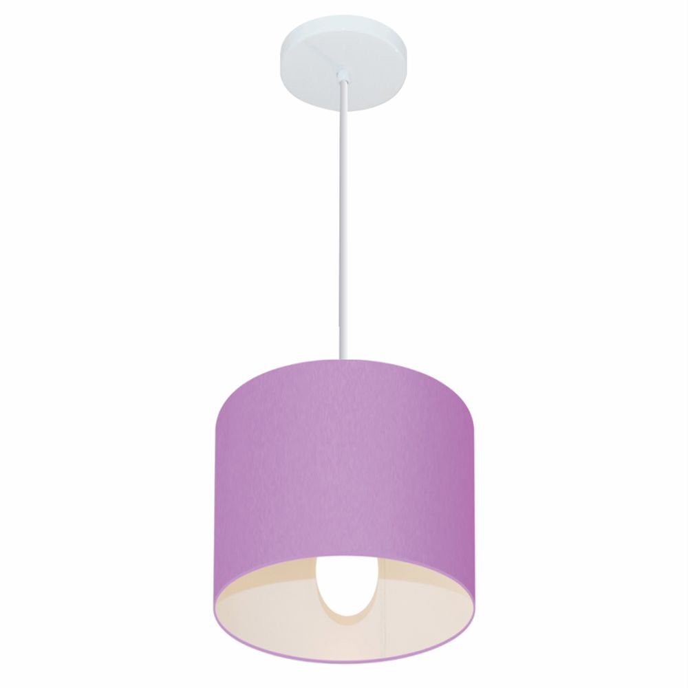 Pendente Cilíndrico Md-4046 Cúpula em Tecido 18x18cm Lilás - Bivolt Pendente Cilíndrico Md-4046 Cúpula em Tecido 18x18cm Lilás - Bivolt