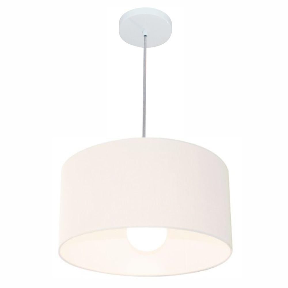 Pendente Cilíndrico Md-4031 Cúpula em Tecido 40x21cm Branco - Bivolt Pendente Cilíndrico Md-4031 Cúpula em Tecido 40x21cm Branco - Bivolt