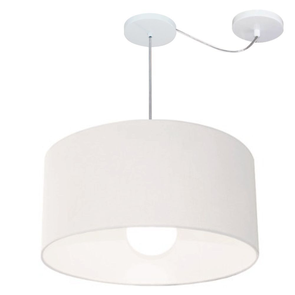 Pendente Cilíndrico Com Desvio Md-4232 Cúpula em Tecido 55x25cm Branco - Bivolt Pendente Cilíndrico Com Desvio Md-4232 Cúpula em Tecido 55x25cm Branco - Bivolt