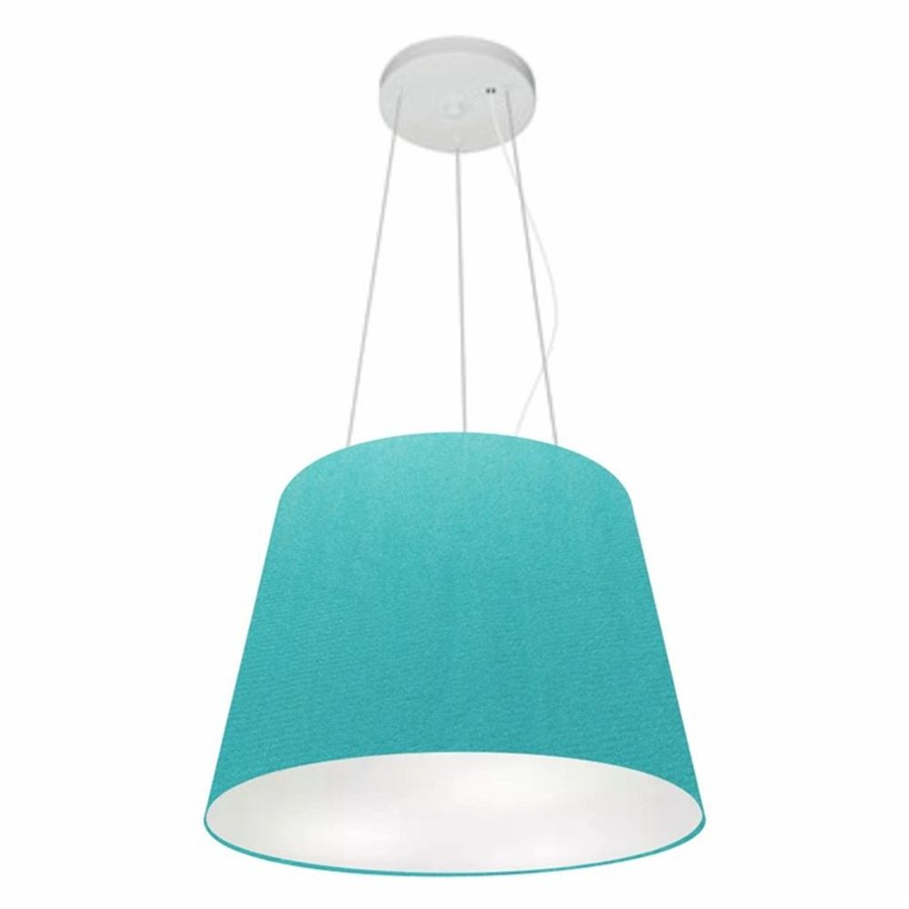 Pendente Cone Md-4152 Cúpula em Tecido 30/40x30cm Azul Turquesa - Bivolt Pendente Cone Md-4152 Cúpula em Tecido 30/40x30cm Azul Turquesa - Bivolt