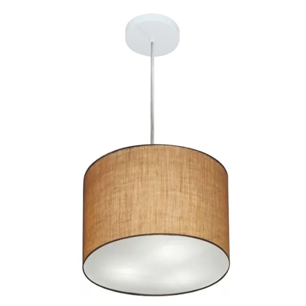 Pendente Cilíndrico Md-4210 Cúpula em Tecido 30x25cm Palha - Bivolt Pendente Cilíndrico Md-4210 Cúpula em Tecido 30x25cm Palha - Bivolt