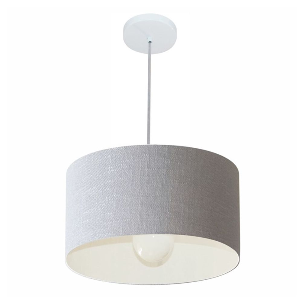 Pendente Cilíndrico Md-4031 Cúpula em Tecido 40x21cm Rústico Cinza - Bivolt Pendente Cilíndrico Md-4031 Cúpula em Tecido 40x21cm Rústico Cinza - Bivolt