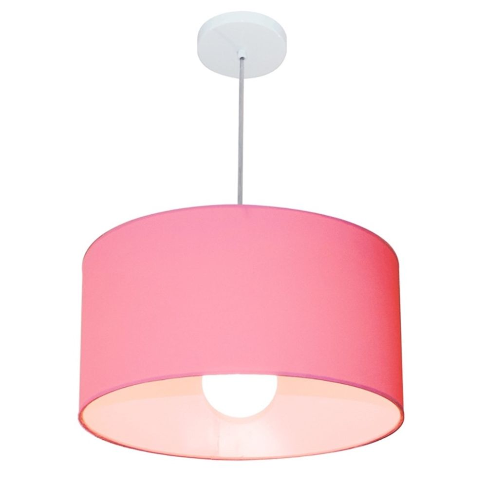 Pendente Cilíndrico 4052 Cúpula em Tecido 50x21cm Rosa Bebê - Bivolt Pendente Cilíndrico 4052 Cúpula em Tecido 50x21cm Rosa Bebê - Bivolt