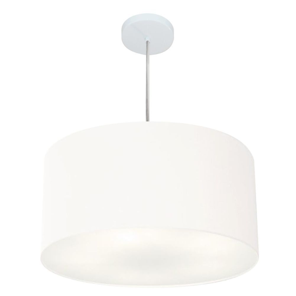 Pendente Cilíndrico Md-4213 Cúpula em Tecido 50x30cm Branco - Bivolt Pendente Cilíndrico Md-4213 Cúpula em Tecido 50x30cm Branco - Bivolt
