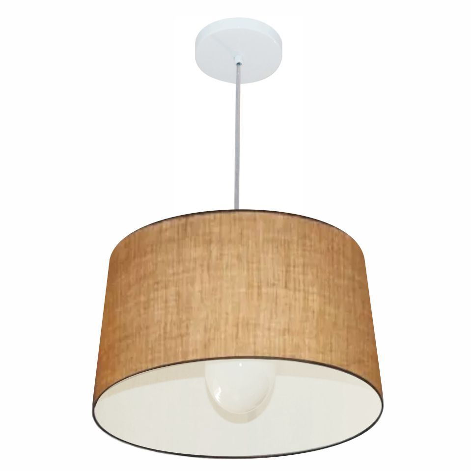 Pendente Cone Md-4241 Cúpula em Tecido 30/45x40cm Palha - Bivolt Pendente Cone Md-4241 Cúpula em Tecido 30/45x40cm Palha - Bivolt