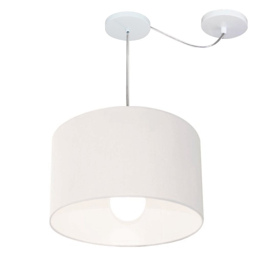 Pendente Cilíndrico Com Desvio Md-4226 Cúpula em Tecido 40x25cm Branco - Bivolt Pendente Cilíndrico Com Desvio Md-4226 Cúpula em Tecido 40x25cm Branco - Bivolt