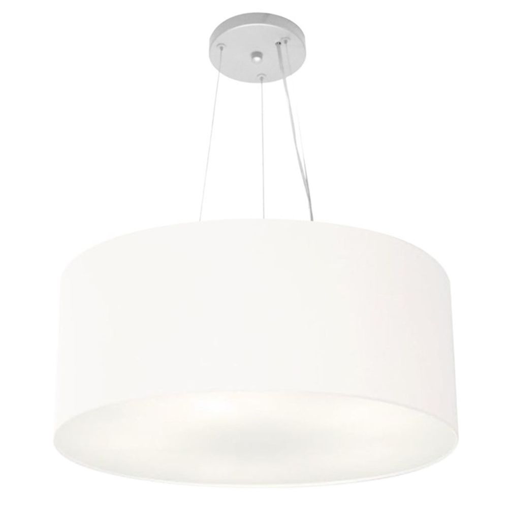 Pendente Cilíndrico Md-4047 Cúpula em Tecido 50x21cm Branco - Bivolt Pendente Cilíndrico Md-4047 Cúpula em Tecido 50x21cm Branco - Bivolt