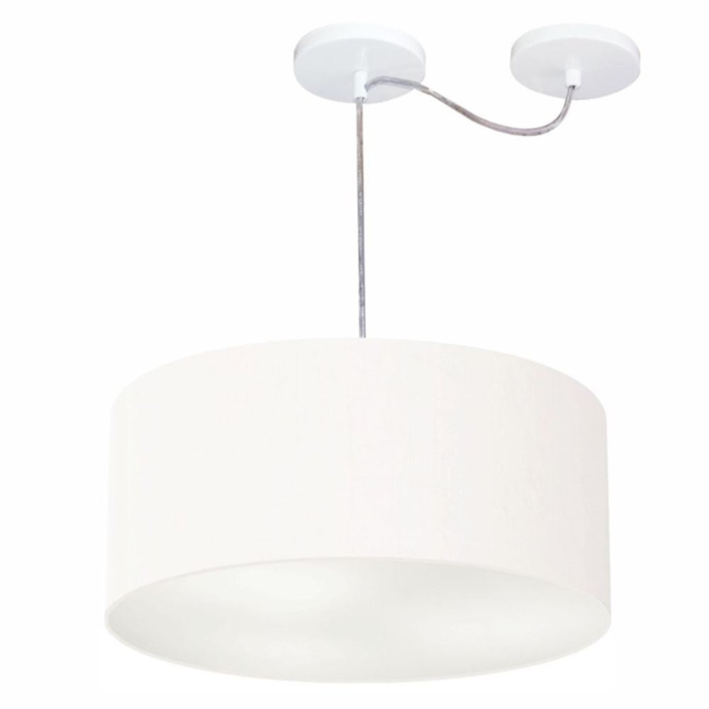 Pendente Cilíndrico Com Desvio Md-4147 Cúpula em Tecido 50x25cm Branco - Bivolt Pendente Cilíndrico Com Desvio Md-4147 Cúpula em Tecido 50x25cm Branco - Bivolt