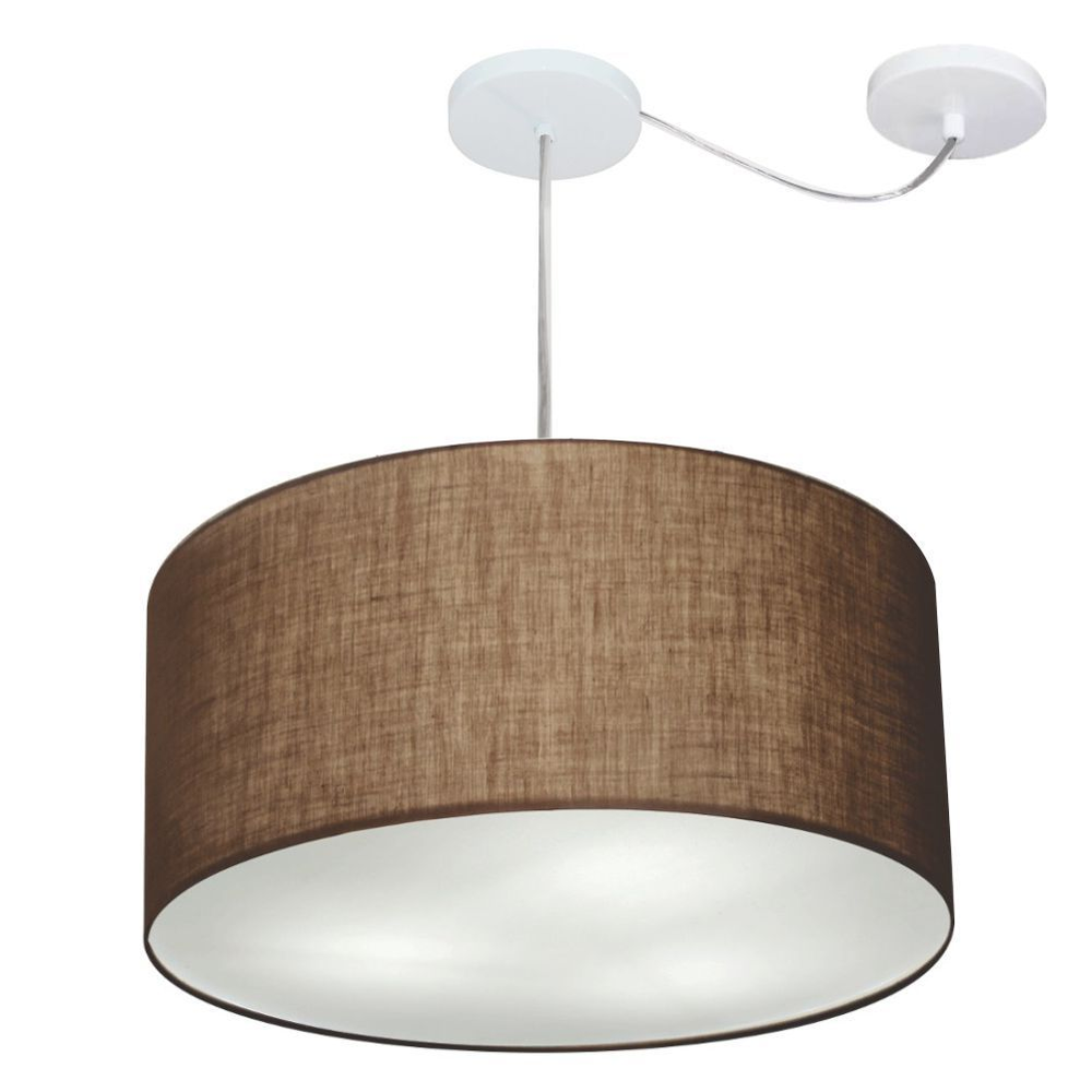 Pendente Cilíndrico Com Desvio Md-4251 Cúpula em Tecido 50x30cm Café - Bivolt Pendente Cilíndrico Com Desvio Md-4251 Cúpula em Tecido 50x30cm Café - Bivolt