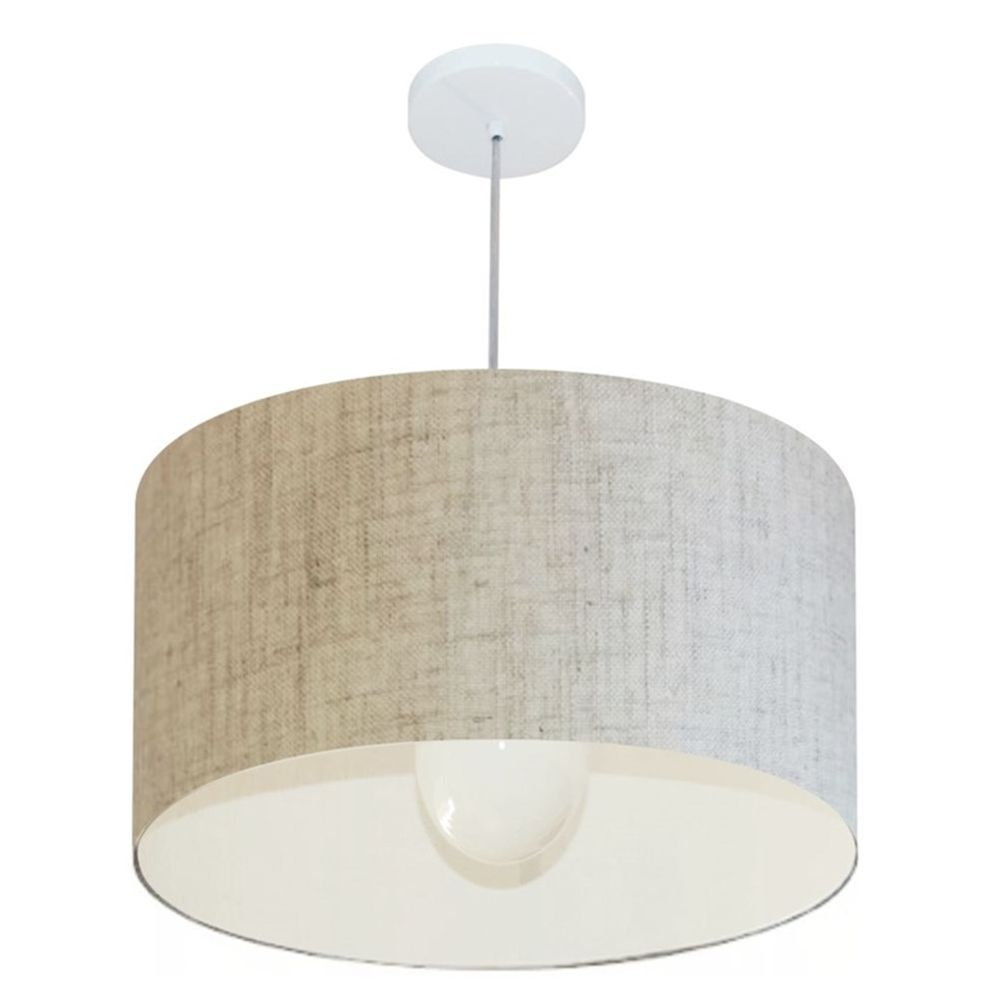 Pendente Cilíndrico Md-4169 Cúpula em Tecido 60x30cm Rústico Bege - Bivolt Pendente Cilíndrico Md-4169 Cúpula em Tecido 60x30cm Rústico Bege - Bivolt