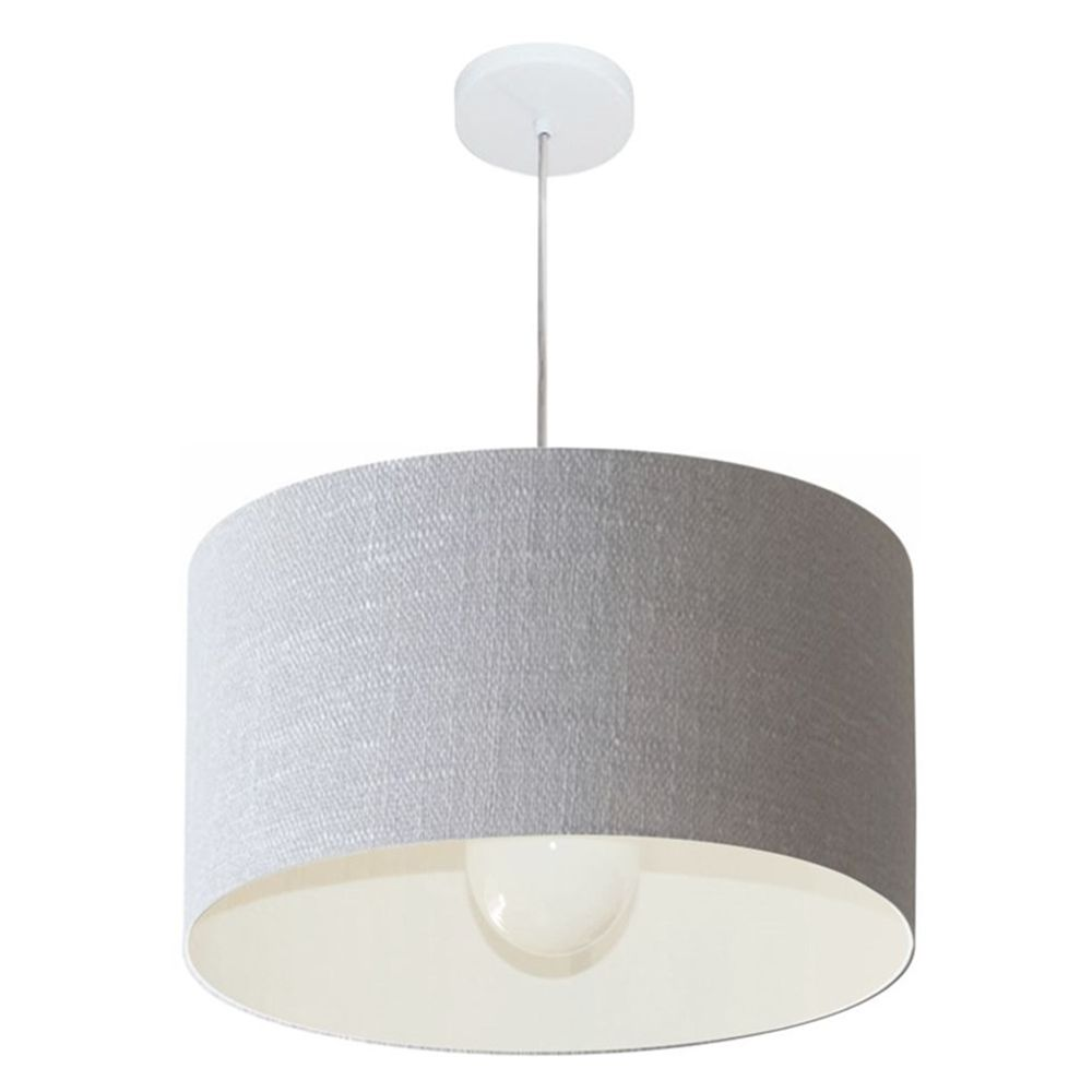 Pendente Cilíndrico Md-4205 Cúpula em Tecido 45x30cm Rústico Cinza - Bivolt Pendente Cilíndrico Md-4205 Cúpula em Tecido 45x30cm Rústico Cinza - Bivolt