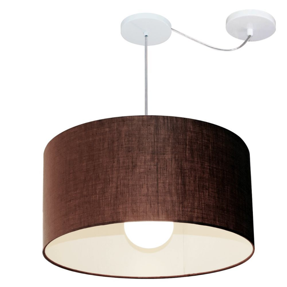 Pendente Cilíndrico Com Desvio Md-4232 Cúpula em Tecido 55x25cm Café - Bivolt Pendente Cilíndrico Com Desvio Md-4232 Cúpula em Tecido 55x25cm Café - Bivolt