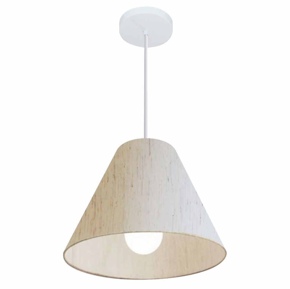 Pendente Cone Md-4028 Cúpula em Tecido 25-30x12cm Linho Bege - Bivolt Pendente Cone Md-4028 Cúpula em Tecido 25-30x12cm Linho Bege - Bivolt