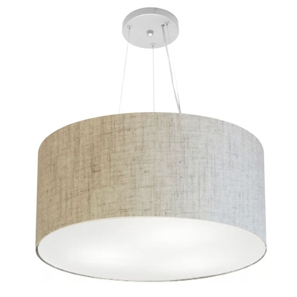 Pendente Cilíndrico Md-4189 Cúpula em Tecido 50x30cm Rústico Bege - Bivolt Pendente Cilíndrico Md-4189 Cúpula em Tecido 50x30cm Rústico Bege - Bivolt