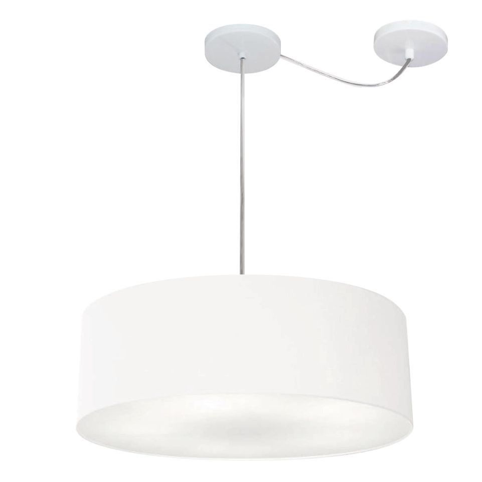 Pendente Cilíndrico Com Desvio Md-4222 Cúpula em Tecido 45x15cm Branco - Bivolt Pendente Cilíndrico Com Desvio Md-4222 Cúpula em Tecido 45x15cm Branco - Bivolt