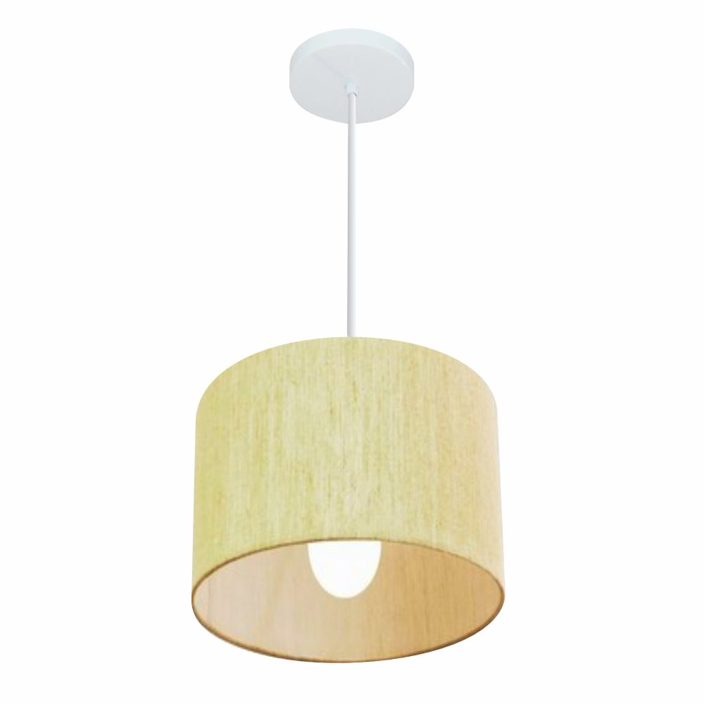 Pendente Cilíndrico Md-4054 Cúpula em Tecido 30x21cm Linho Bege - Bivolt Pendente Cilíndrico Md-4054 Cúpula em Tecido 30x21cm Linho Bege - Bivolt