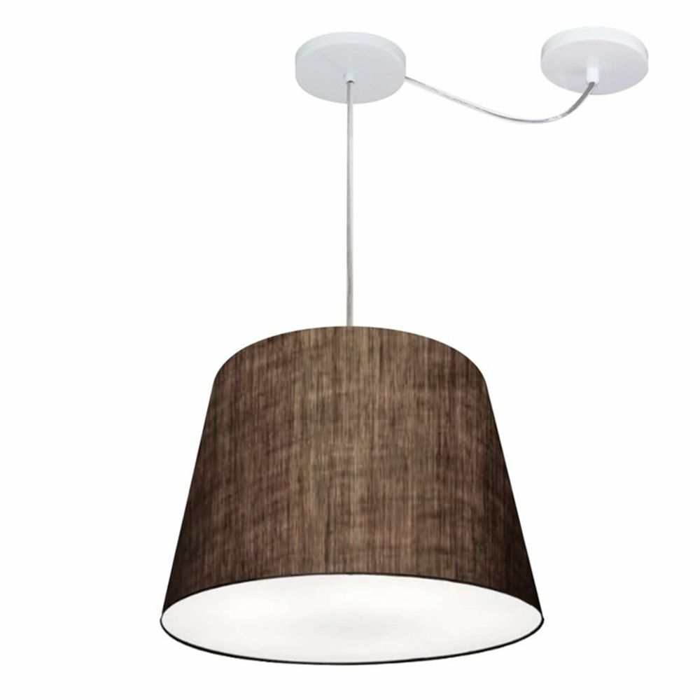 Pendente Cone Com Desvio Md-4276 Cúpula Tecido 30/30x40cm Café - Bivolt