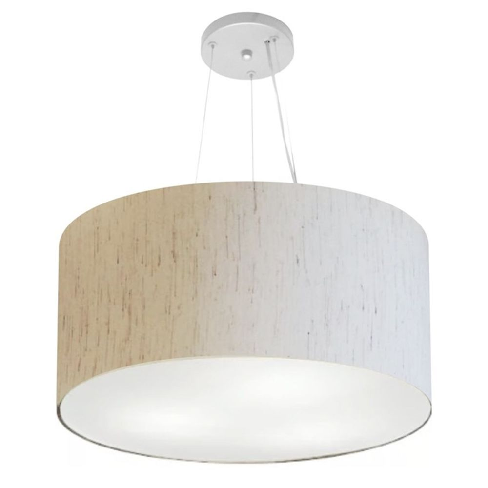 Pendente Cilíndrico Md-4192 Cúpula em Tecido 55x30cm Linho Bege - Bivolt Pendente Cilíndrico Md-4192 Cúpula em Tecido 55x30cm Linho Bege - Bivolt