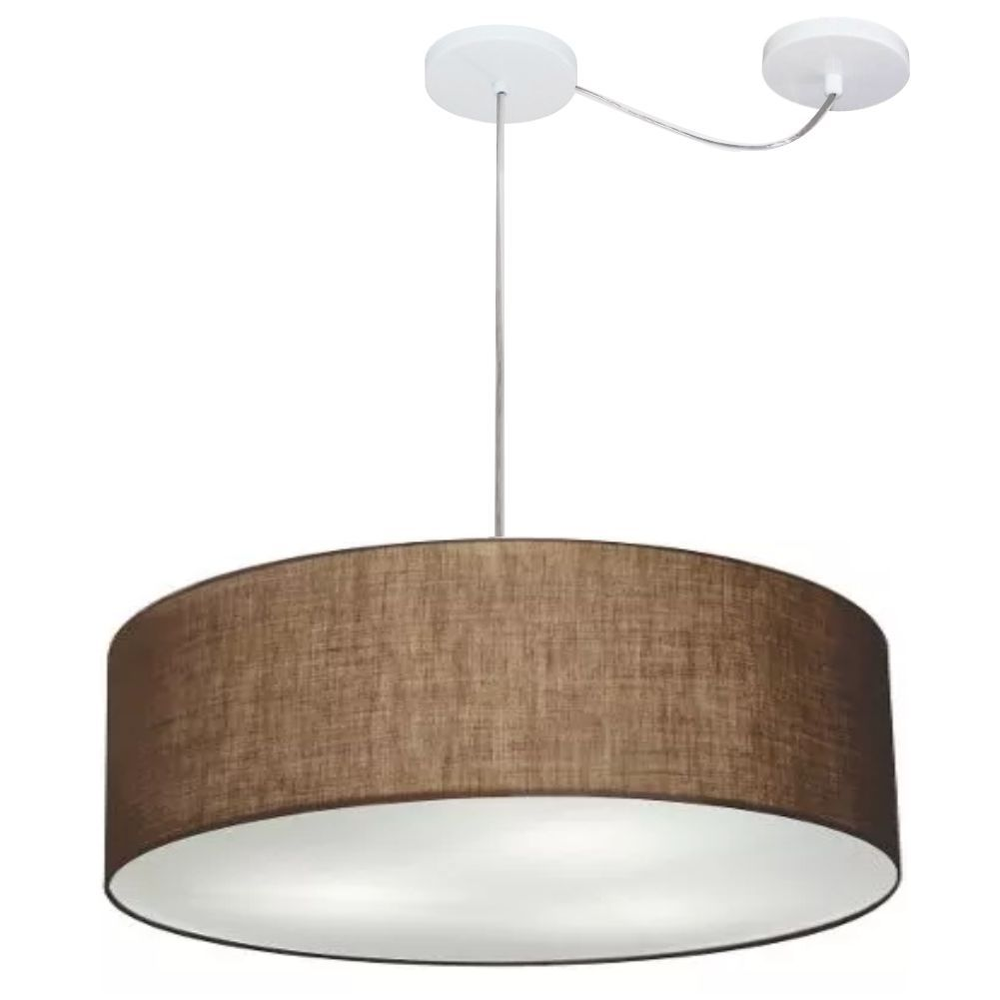 Pendente Cilíndrico Com Desvio Md-4259 Cúpula em Tecido 50x15cm Café - Bivolt Pendente Cilíndrico Com Desvio Md-4259 Cúpula em Tecido 50x15cm Café - Bivolt