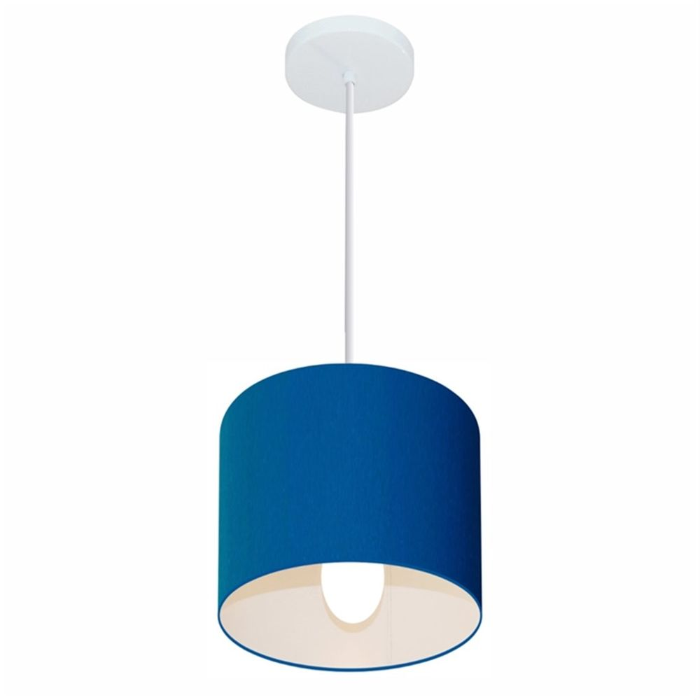 Pendente Cilíndrico Md-4046 Cúpula em Tecido 18x18cm Azul Marinho - Bivolt Pendente Cilíndrico Md-4046 Cúpula em Tecido 18x18cm Azul Marinho - Bivolt