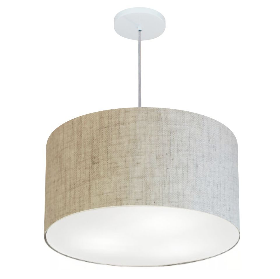 Pendente Cilíndrico Md-4257 Cúpula em Tecido 45x30cm Rústico Bege - Bivolt Pendente Cilíndrico Md-4257 Cúpula em Tecido 45x30cm Rústico Bege - Bivolt