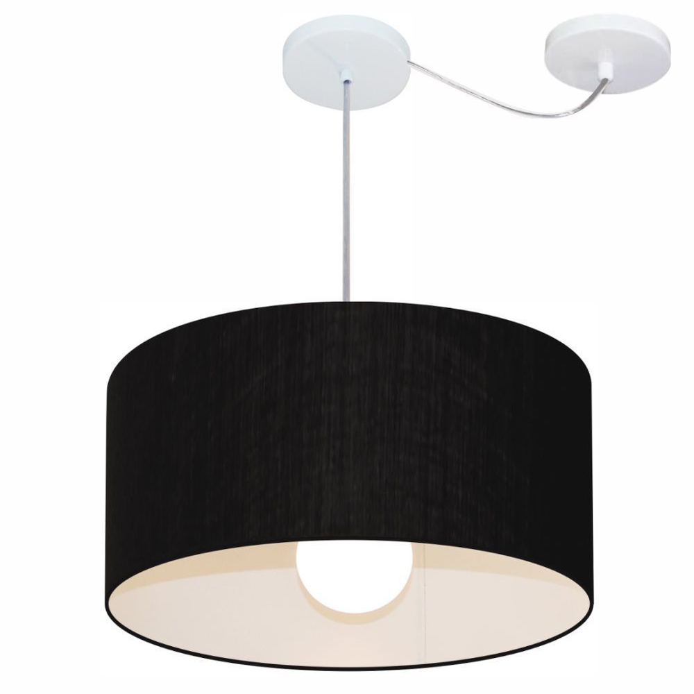 Pendente Cilíndrico Com Desvio Md-4230 Cúpula em Tecido 50x25cm Preto - Bivolt Pendente Cilíndrico Com Desvio Md-4230 Cúpula em Tecido 50x25cm Preto - Bivolt