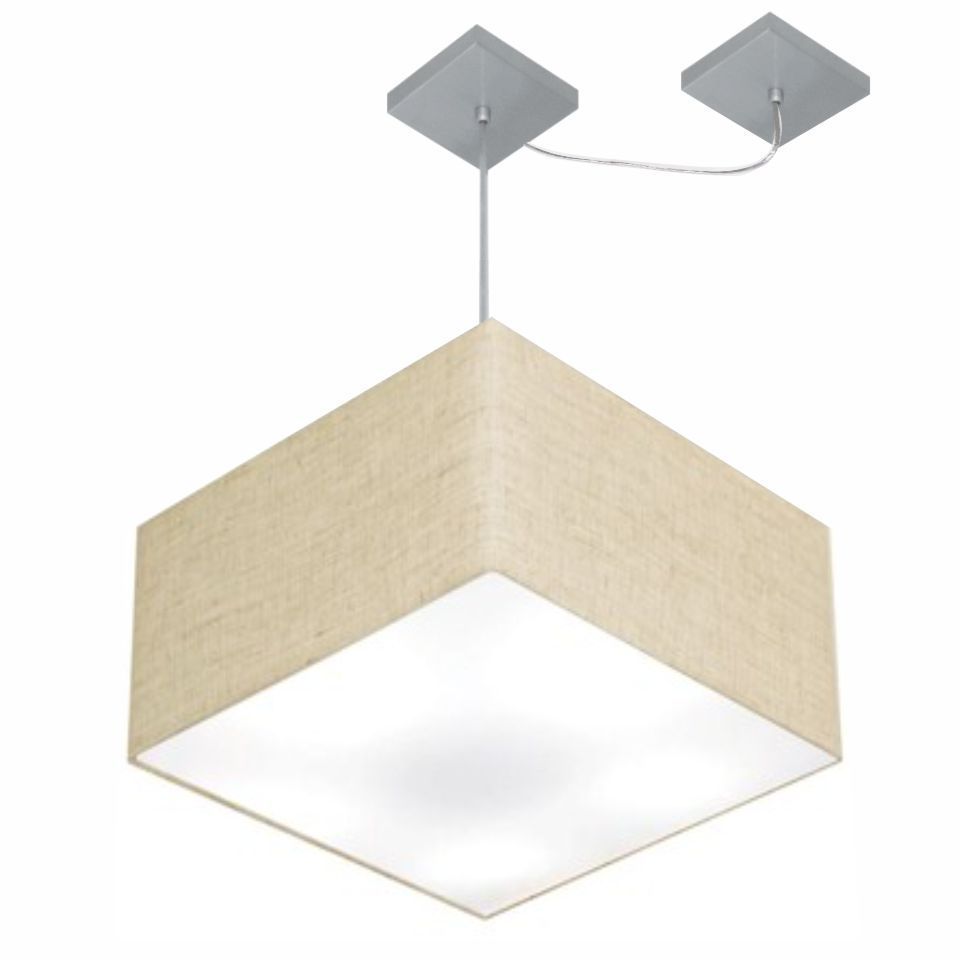 Pendente Quadrado C/ Desvio Md-4270 Cúpula em Tecido 30/35x35cm Rústico Bege - Bivolt Pendente Quadrado C/ Desvio Md-4270 Cúpula em Tecido 30/35x35cm Rústico Bege - Bivolt