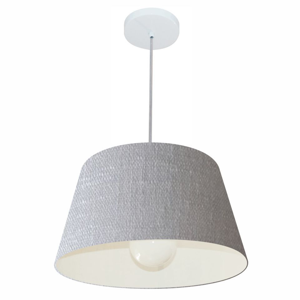 Pendente Cone Md-4039 Cúpula em Tecido 21-40x30cm Rústico Cinza - Bivolt Pendente Cone Md-4039 Cúpula em Tecido 21-40x30cm Rústico Cinza - Bivolt